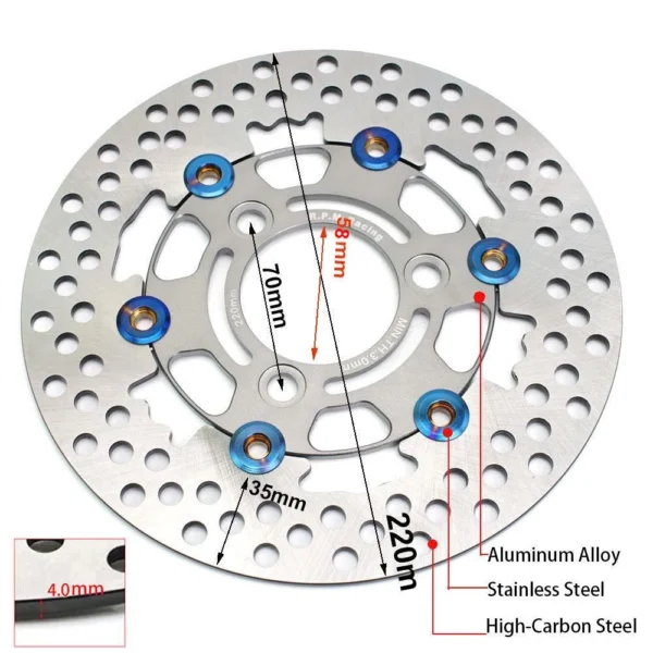 Universal 200mm / 220mm Floating Motorcycle Disc Brake – 3-Hole, 70mm Pitch